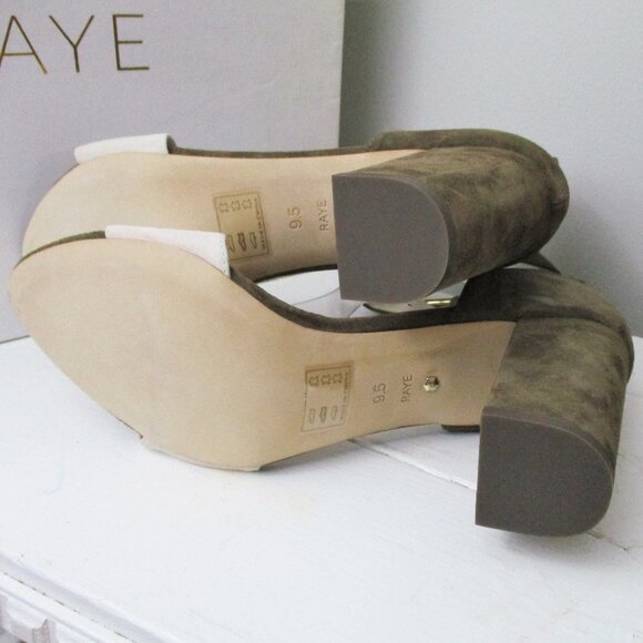 RAYE Leia taupe 9.5 strappy block heel sandals shoes heels suede buckle - Picture 8 of 9